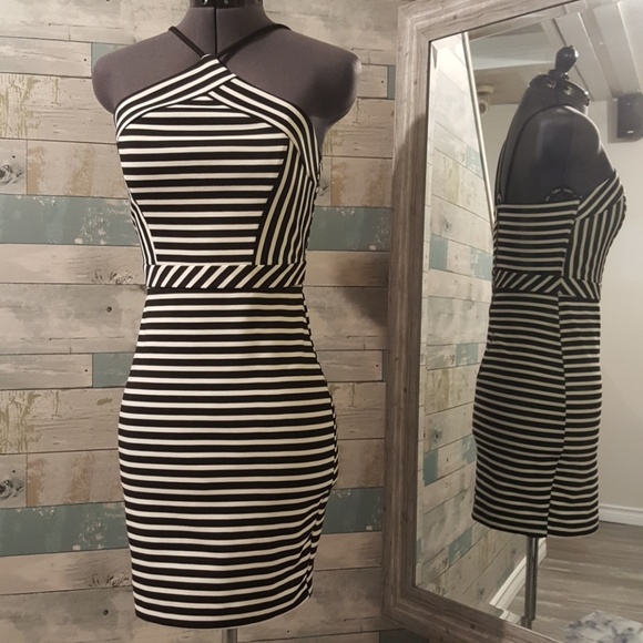 Dynamite Black & White Striped Dress - Picture 1 of 3